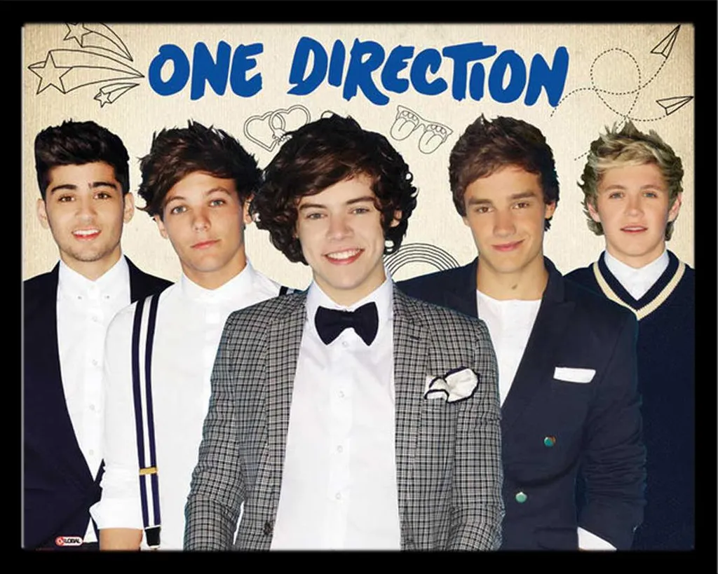 Poster One Direction con Cornice Shinsuke Mini MDF Nero per Camera