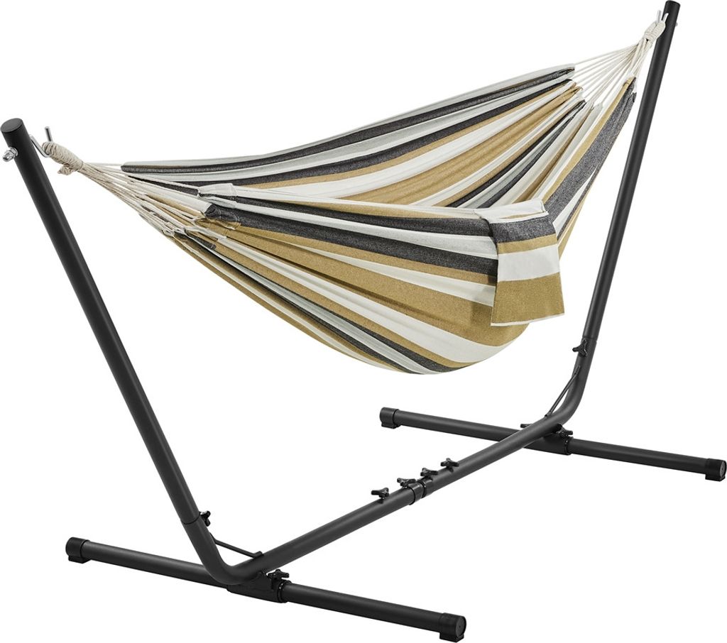 Yaheetech Camping Hängematte mit Gestell für 2-3 Personen Reisen Hängemattengestell mit Tragetasche Verstellbar: 294/304/314 cm bis 205 kg Belas...