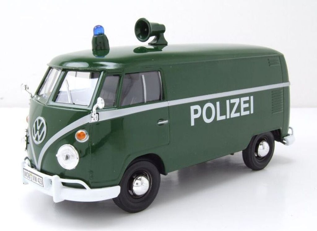 Motormax 79574 VW T1 Bus Kasten Polizei grün 1:24 Produktbild 
