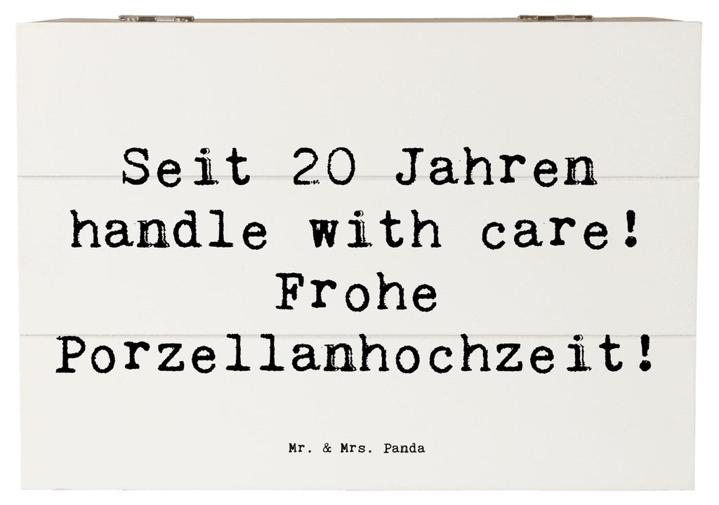 Mr. & Mrs. Panda Truhe Spruch 20. Hochzeitstag Porzellanhochzeit 22 x 15 cm - Weiß - Geschenk, Sprüche, schmuckkiste, Ehe, Box, Zweisamkeit, Hoch...