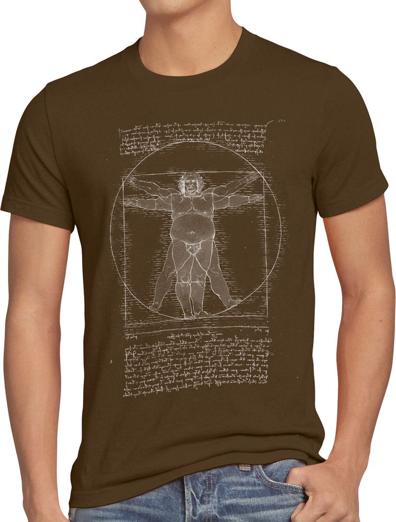 BaumwolleCloud Dicker Vitruvianischer Mensch Herren T-Shirt übergewichtig leonardo vinci