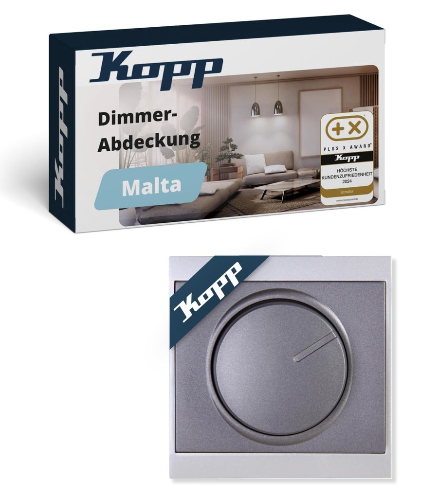 Kopp Abdeckung für Druck- Wechseldimmer Malta, anthrazit, Produktbild 