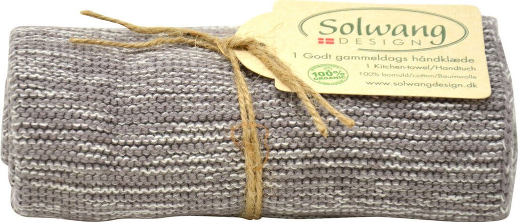 Solwang Küchentuch CREME GRAU ORGANISCH gestrickt Geschirrtuch Handtuch Design