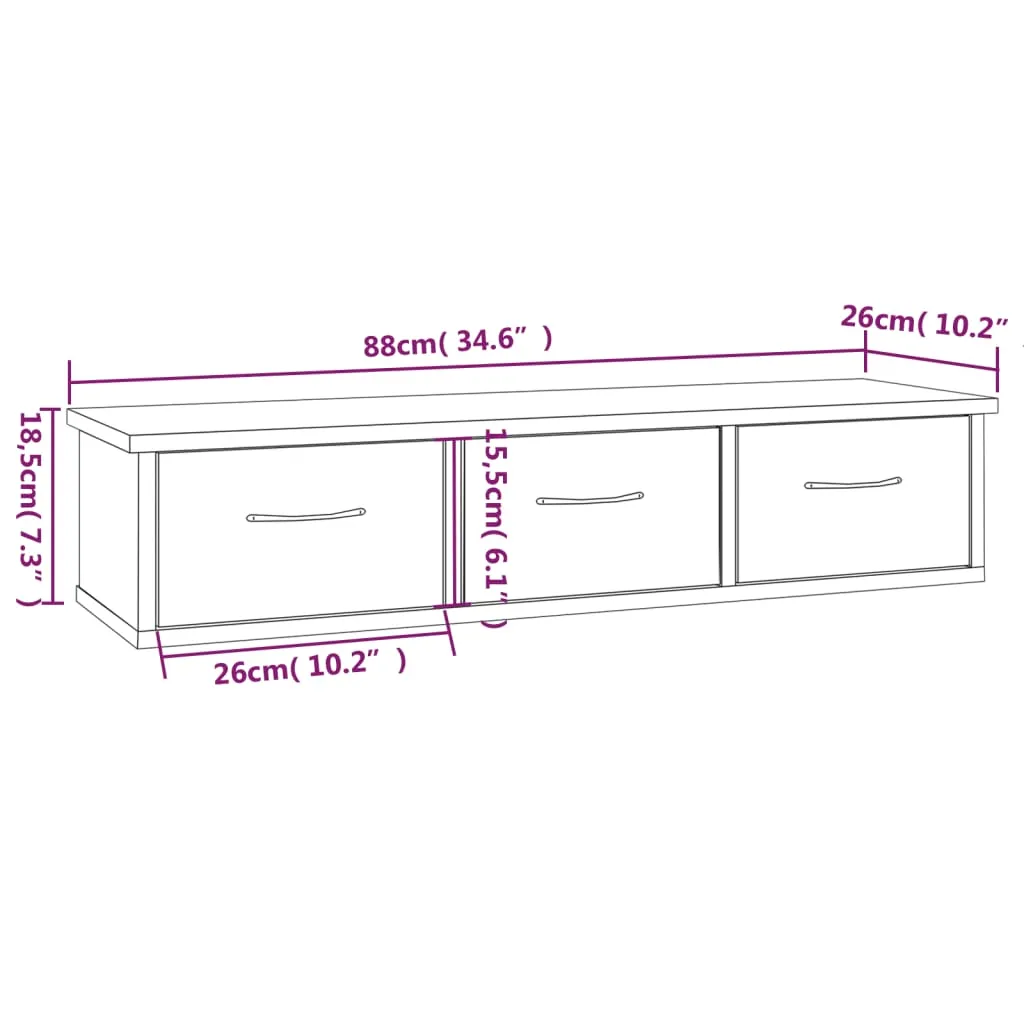 Étagère Murale Grise avec Compartiments de Rangement Bois Composite - 9