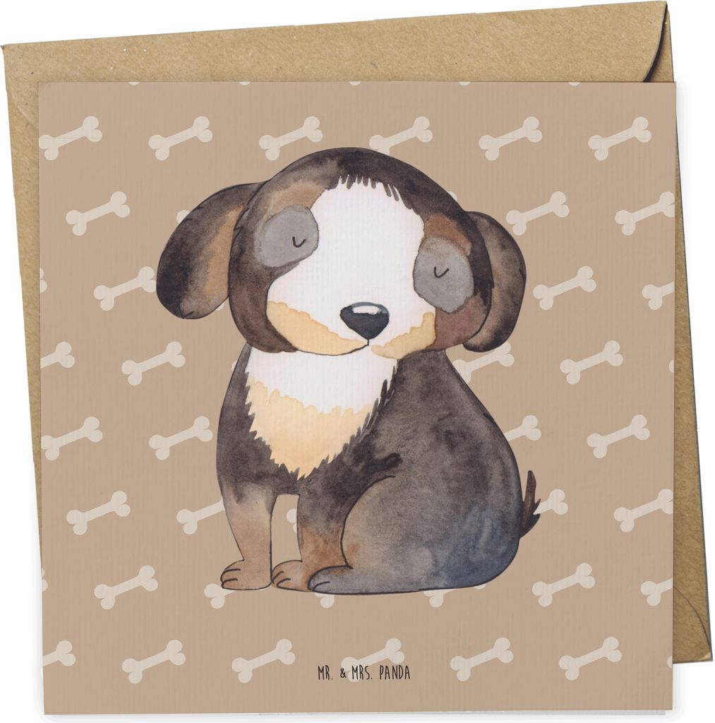 Mr. & Mrs. Panda Klappkarte Hund Entspannen - Hundeglück - Geschenk, Grußkarte, anlasskarte, Süß, faltkarte, Schwarzer, Flauschig, Sprüche, do...