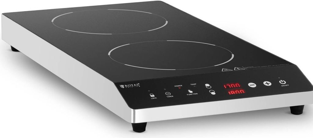 Expondo Royal Catering Induktionsplatte - 3500 W - 2 x 22 cm - 240 °C - Timer -