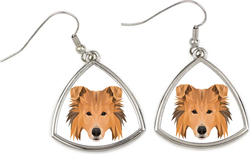 Idea Regalo Orecchini Collie - Gioielli Personalizzati Cane Geometrico Art-Dog
