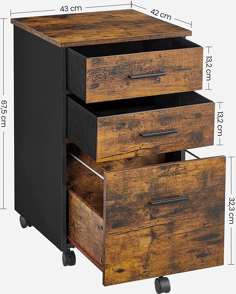 VASAGLE Aktenschrank Rollcontainer, Büroschrank, mit 3 Produktbild 6