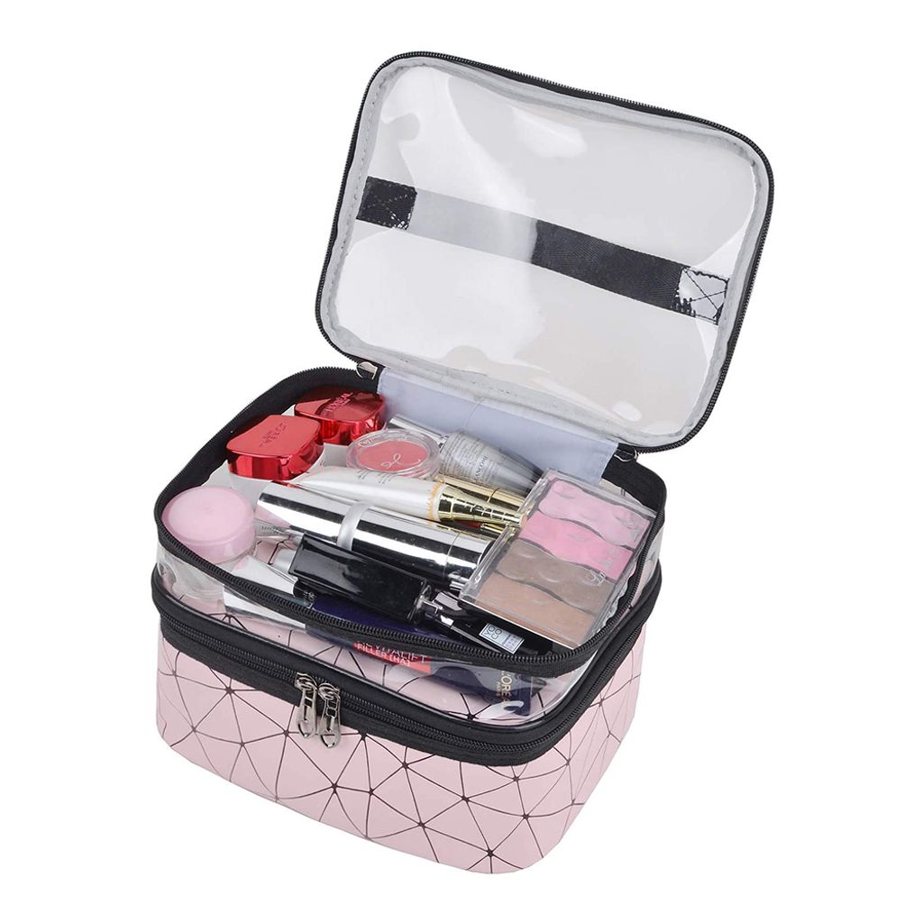 CanVivi Make-up-Tasche Für Frauen Tragbare Reise Kosmetiktasche Professional Multifunktions Kulturtasche Organizer Mit Doppelter Reißverschluss