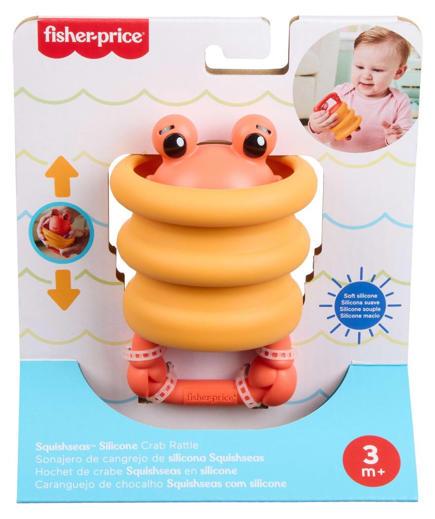 Fisher-Price Silikon Rassel Babyspielzeug Ozean Beißring sensorisch