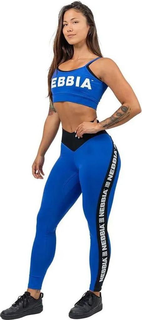 Nebbia High Waisted Side Stripe Leggings Iconic Blue XS Fitness Hose