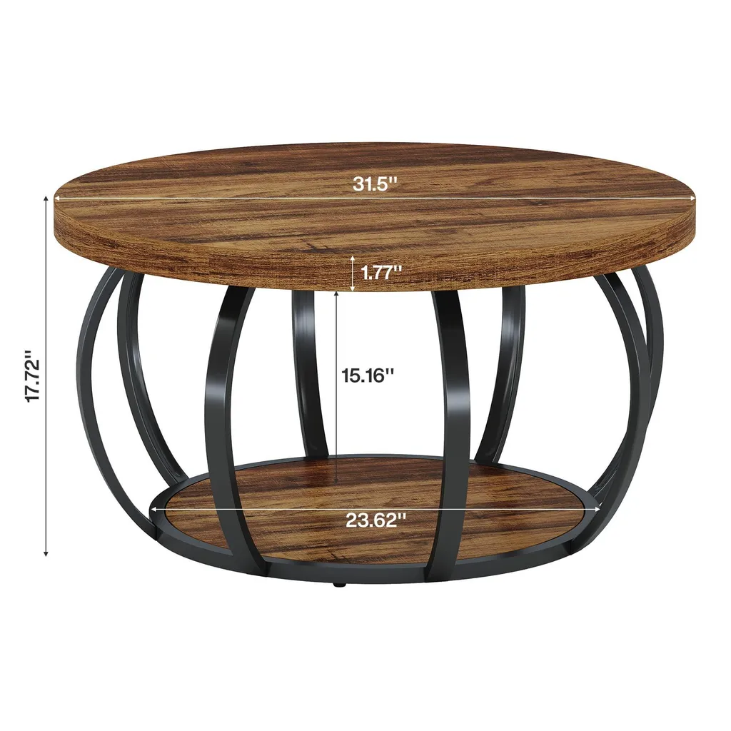 Table d'appoint canapé bois 80cm, table basse ronde pour petit salon