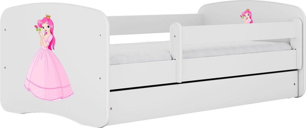 Kinderbett Weiß 70x140 80x160 80x180 cm – mit Matratze, Rausfallschutz und Schublade – Jugendbett für Mädchen und Jungen – Stabil und Sich...