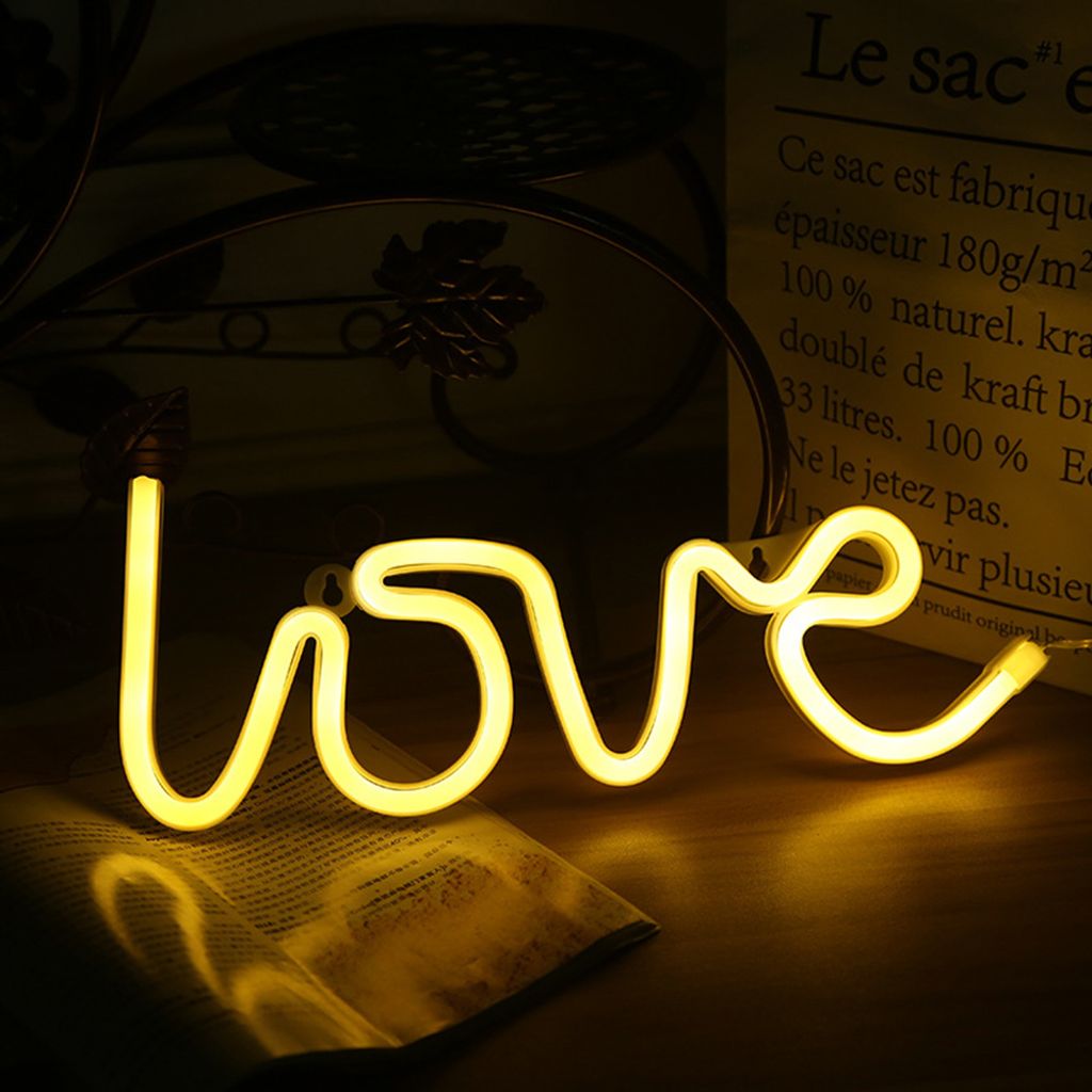USB Batteriebetrieben LOVE LED Neon Wandleuchte, Neon Schild Nachtlichter Neon Sign Neonlicht Leuchtreklame für Party Bar Gaming Schlafzimmer Zimm...