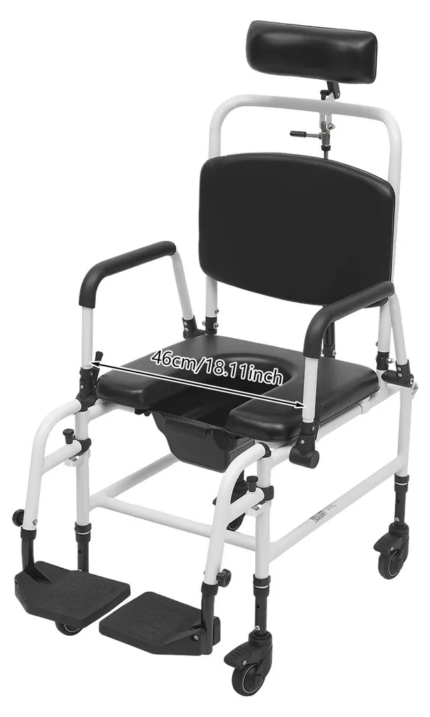 Chaise de douche pour seniors et PMR avec dossier réglable blanc