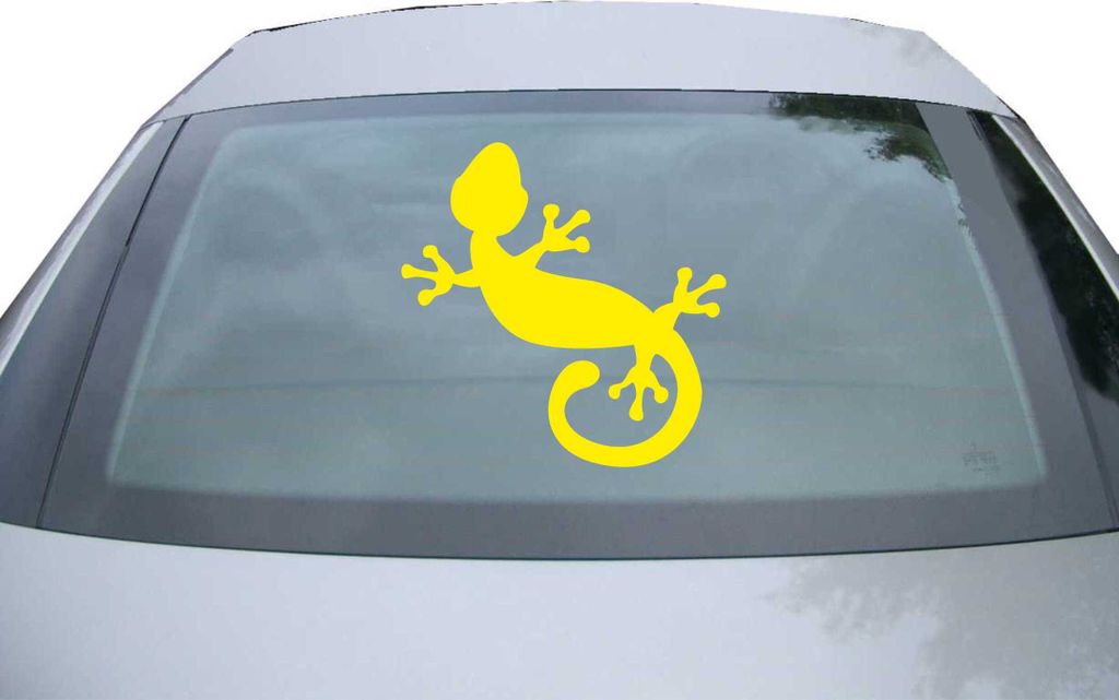 Indigos UG - Aufkleber Heckscheibe & Motorklappe DE2409 - gelb - 600x599 mm - Gecko - Auto Scheiben Fenster Heckklappe Tuning Racing JDM - Die cut