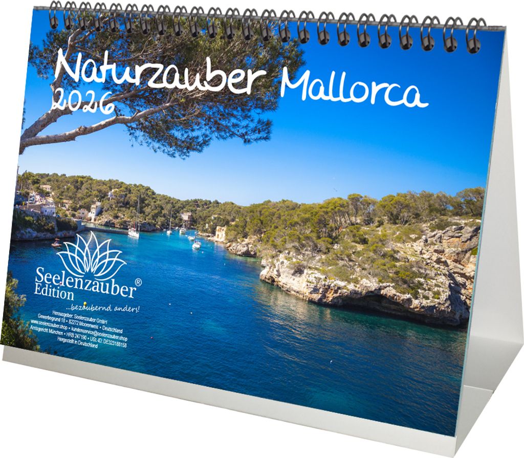 Naturzauber Mallorca DIN A5 Tischkalender für 2026 Landschaft Natur Urlaub Mediterran Spanien - Seelenzauber