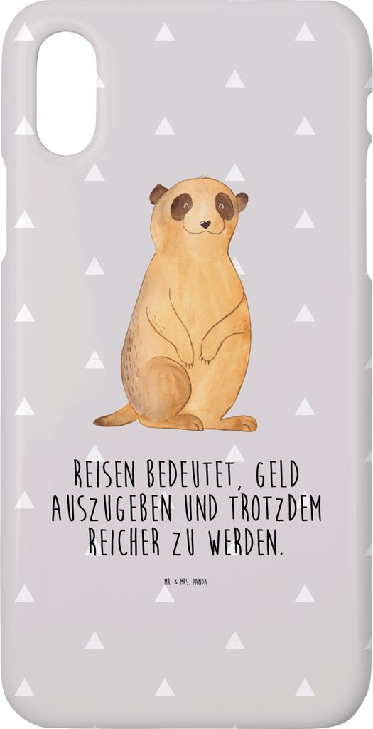 Mr. & Mrs. Panda Iphone 10 Handyhülle Erdmännchen - Grau Pastell - Geschenk, Afrika, Handy, Cover, Weltreise, Reisen, X, Hülle, Spruch, Traveling