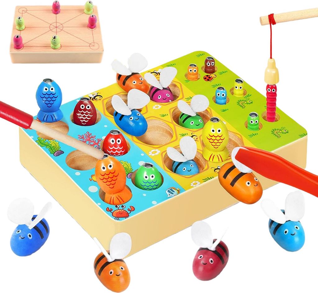 STILVORA Lernspielzeuge, 4-in-1 Magnetisches Angelspiel, Pädagogisches Spielzeug für Kinder, Fördert Feinmotorik und Spaß beim Spielen