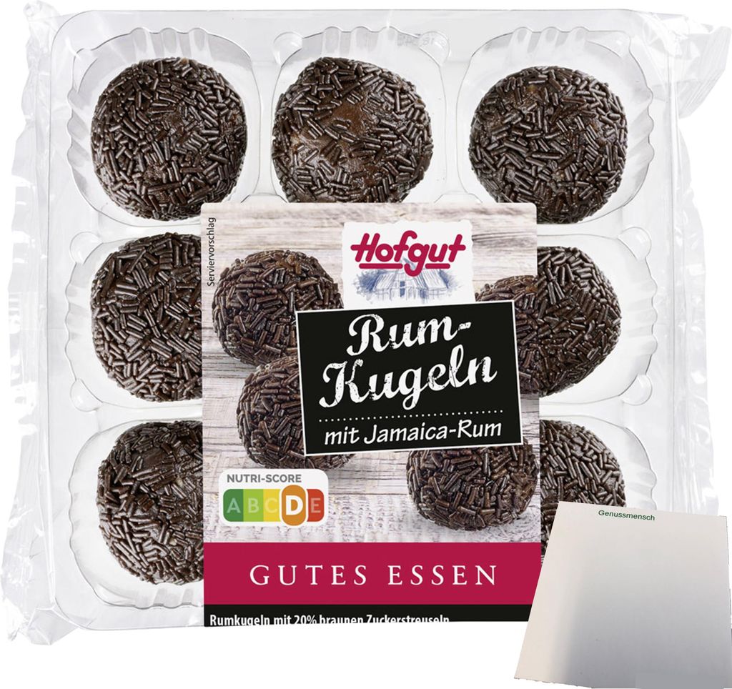 Hofgut Rumkugeln Schoko (225g Packung) + usy Block