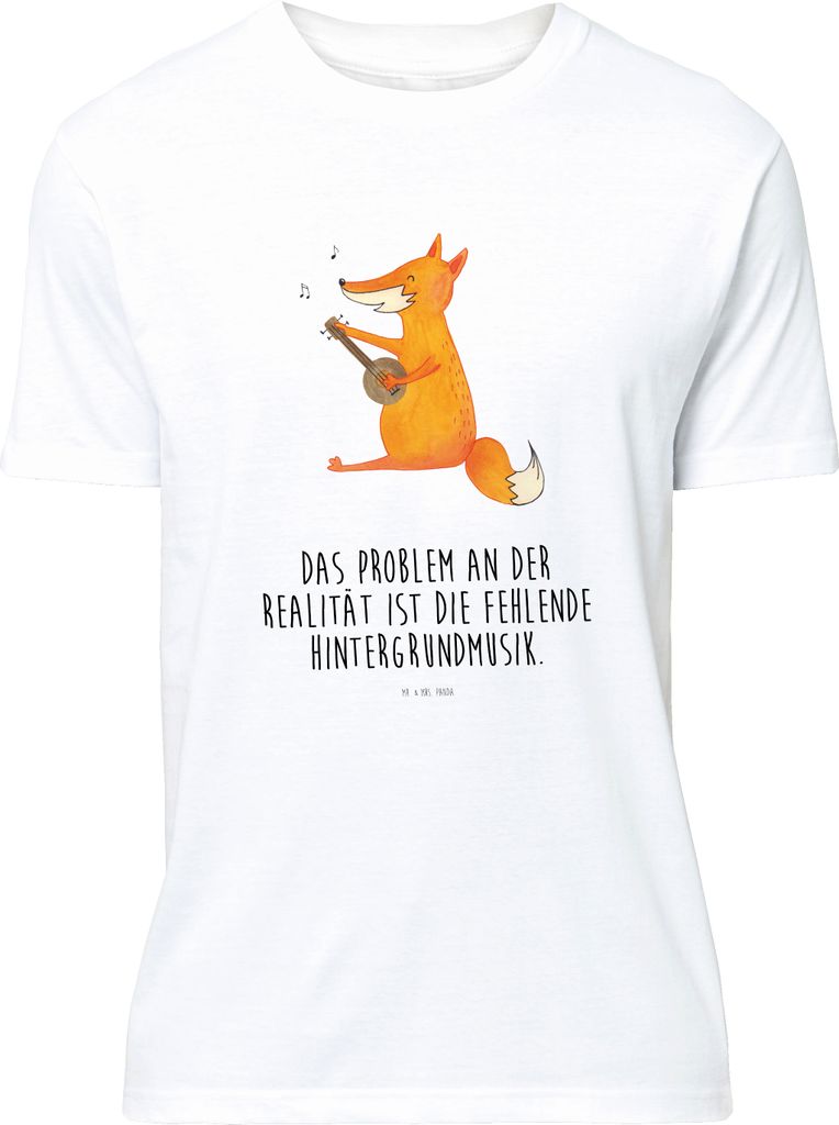 Mr. & Mrs. Panda T-Shirt Fuchs Gitarre - Weiß - Geschenk, Singen, Musiker, Optimistisch, S, Rundhals, Tshirt, Musik, Sänger, Shirt, oberteil