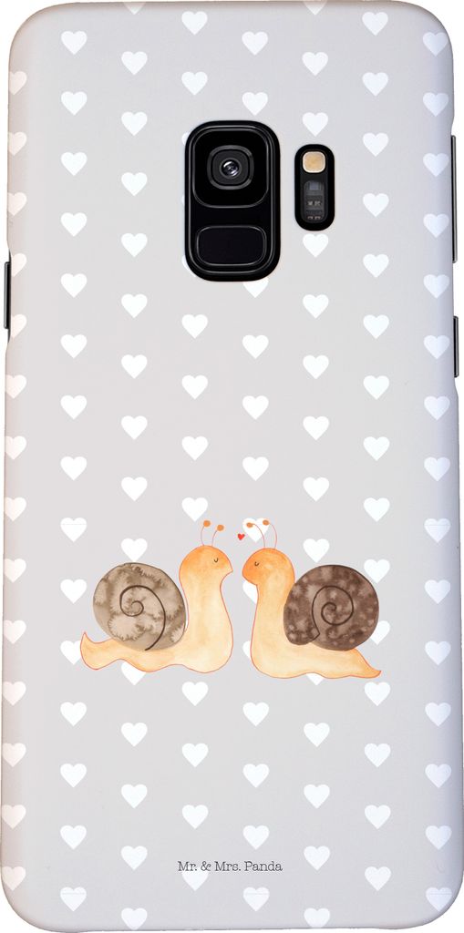 Mr. & Mrs. Panda Samsung Galaxy S9 Handyhülle Schnecken Liebe - Grau Pastell - Geschenk, Handy Case, Freundin, glücklich, Hülle, Verliebt, Schut...