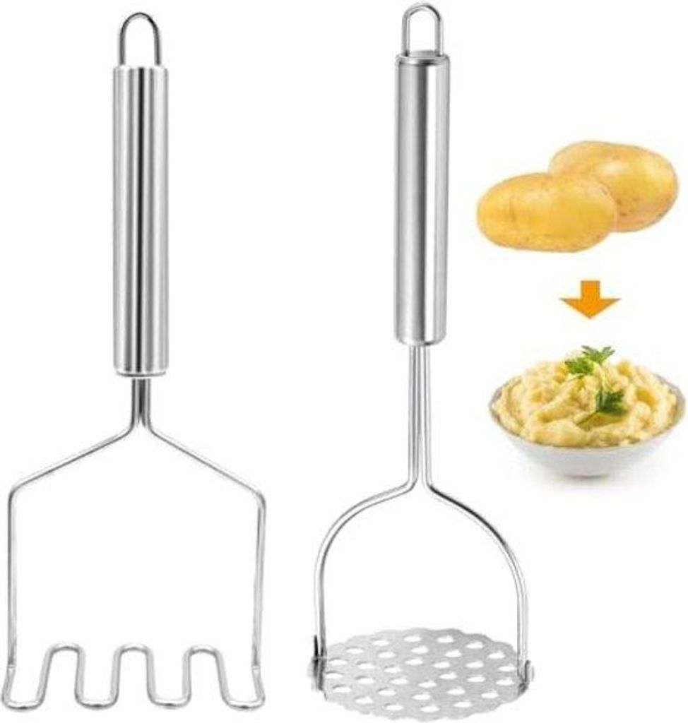 RVS Aardappelstamper Set 2 Stück für Kartoffelpüree und weitere Zubereitungen