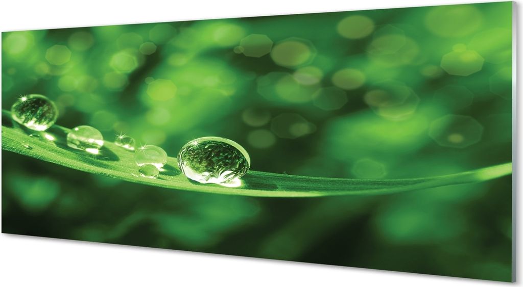 Glasbilder 125x50 Wandkunst Wassertropfen Makro