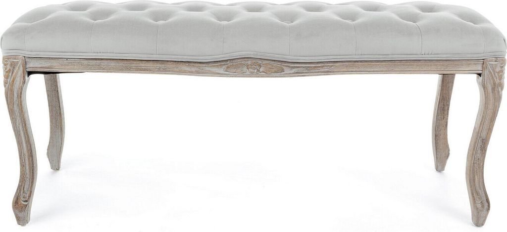 Bank Mathilde 110 x 36 x 47 cm Birkenholz und Stoff Grau Produktbild 