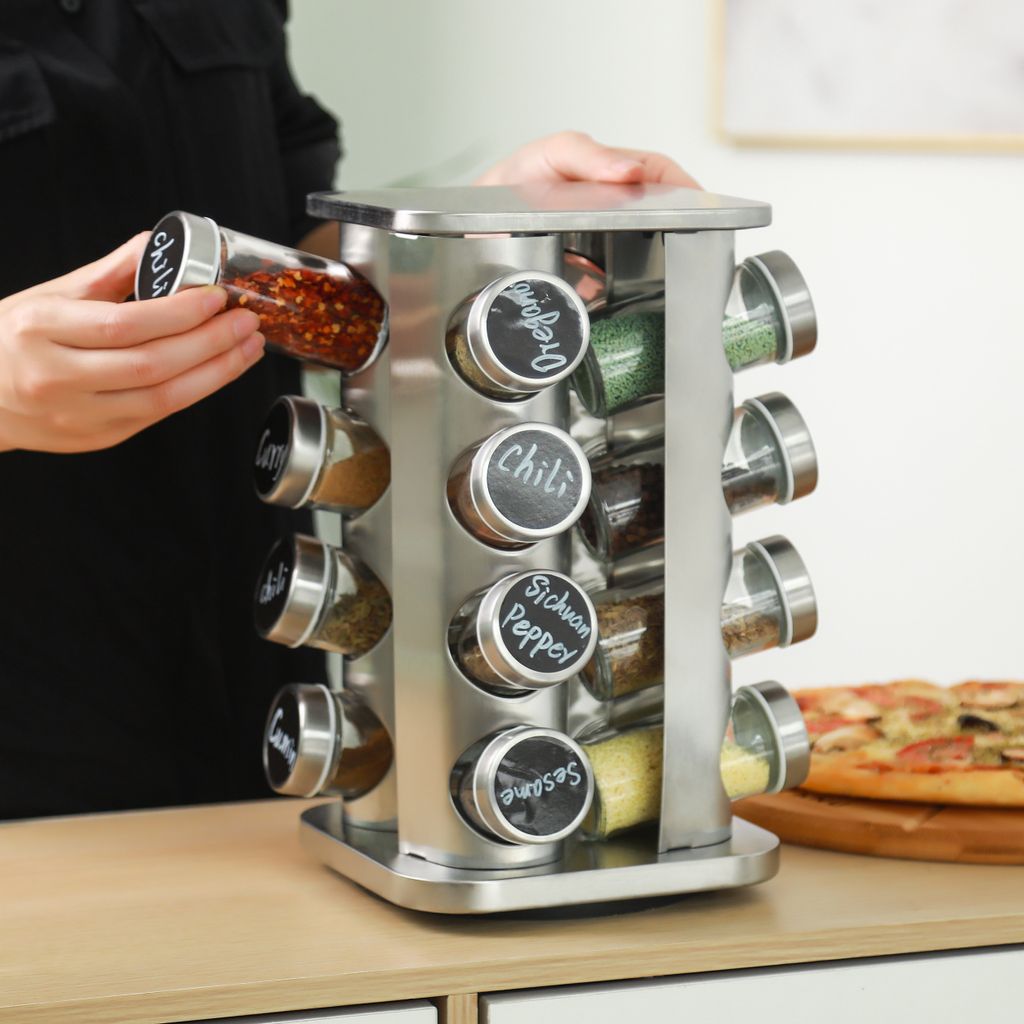 Gewürzkarussell Drehbar mit 16 Gewürzgläsern - Luftdicht - Produktbild 6
