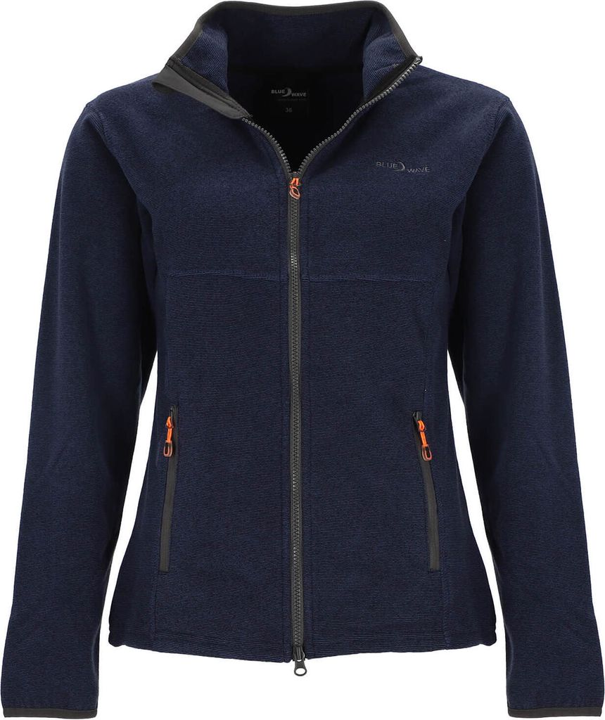 Blue Wave Damen Fleecejacke Marcy in moderner Streifenoptik - Jacke mit Stehkragen in Marine Größe 54