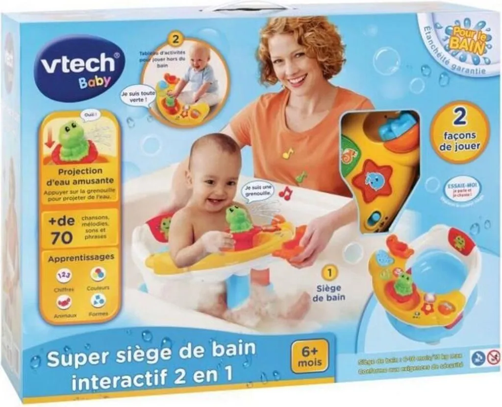 Siège de bain interactif VTech avec tableau d'éveil et ventouses