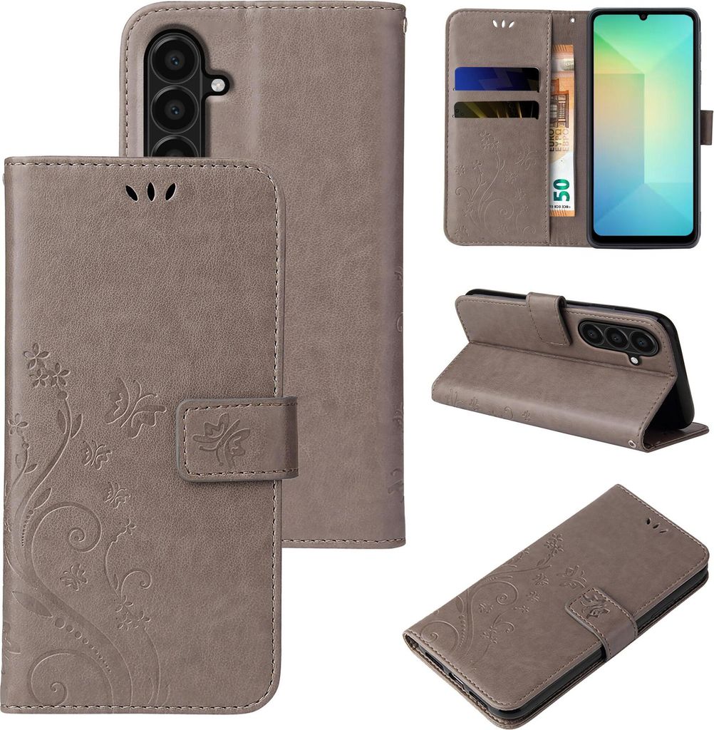 A collage of images showing a phone case from different angles and in different configurations.