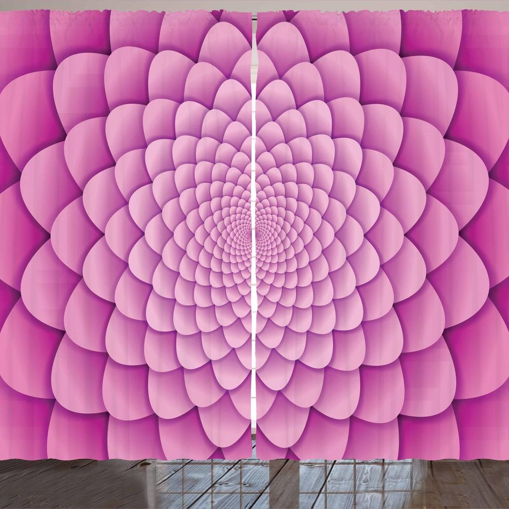 ARANDE rosa Mandala Gardine, Digitale Lotus-Blume mit Zusammenfassung Spiral Flower Petal Blatt Effects, 280 x 175 cm, Pale Pink und Magenta