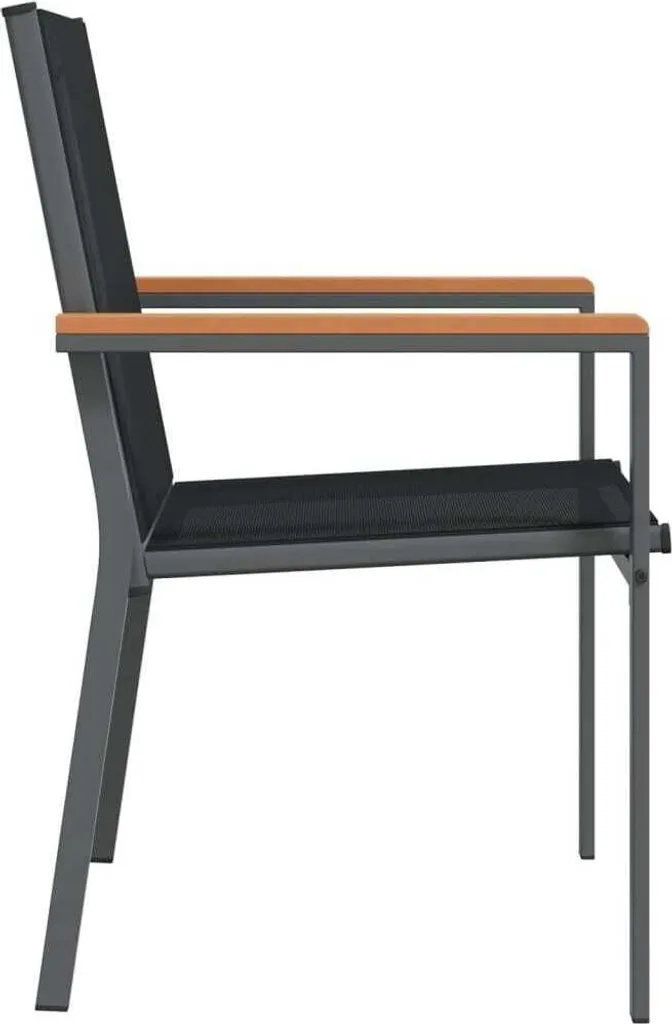 Chaises Extérieures Design en Textilène et Acier Noir Résistant - 2 pcs