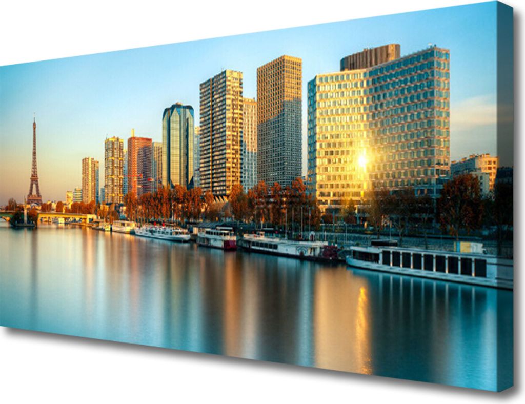 Tulup Leinwand-Bilder 100x50 Wandbild Canvas Kunstdruck Stadt Meer Gebäude