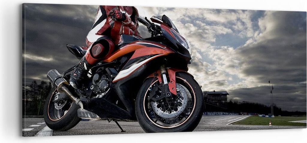 Bild auf Leinwand - Leinwandbild - Sport Rennen Motorrad Reise - 120x50cm - Wand Bild - Wanddeko - Leinwanddruck - Bilder - Kunstdruck - Wanddekora...