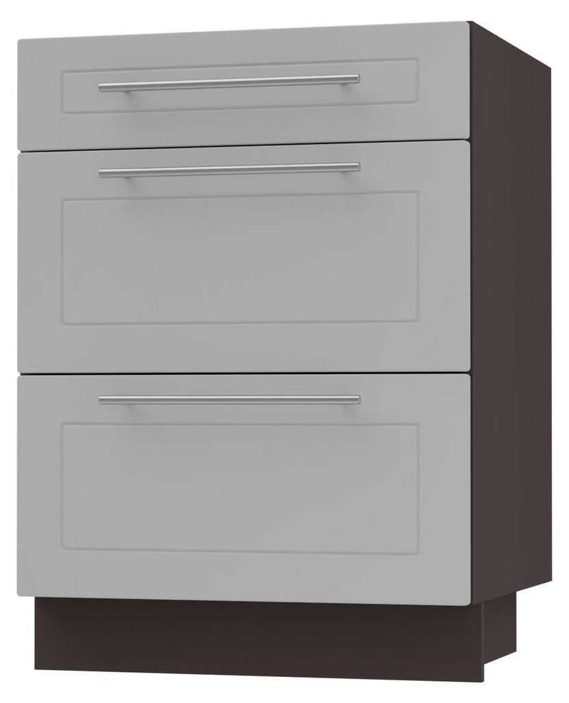 Schubladenunterschrank BARI 60x82cm lackiert Ausführung wählbar BA-D3 - 60,RAL 7040 fenstergrau matt,lava,Blum Metabox (Teilauszug)