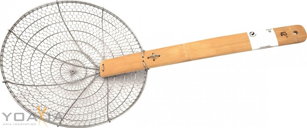 Wok-Sieb Ø 30cm (12') 64cm Länge Küchensieb Abtropfsieb Nudelsieb Sieblöffel