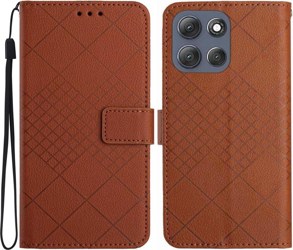 Motorola Moto G56 Hülle - Coverup Rhombus Klapphülle - Braun