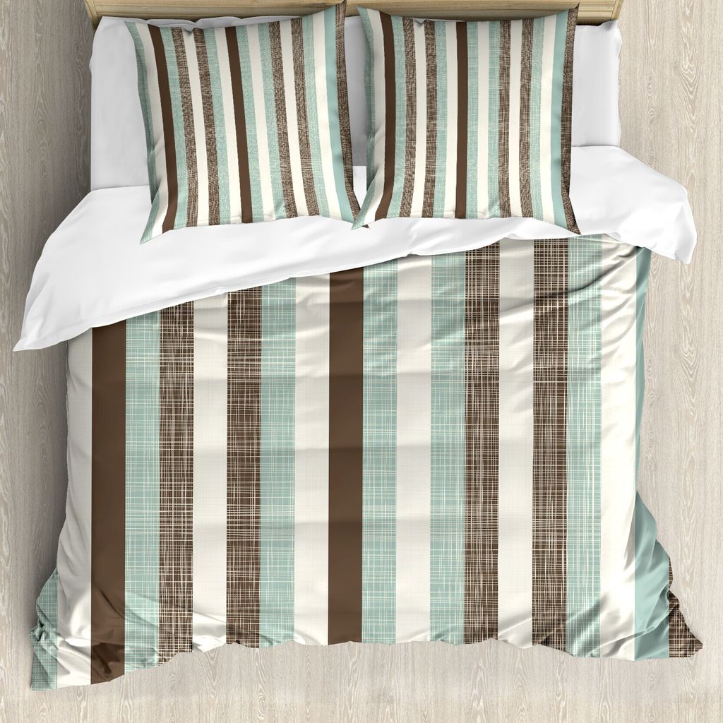 ABAKUHAUS Retro Bettbezug, Gestreifte Klassische Alt, Milbensicher Allergiker geeignet mit Kissenbezügen, 155 cm x 220 cm - 80 x 80 cm, Brown Almo...