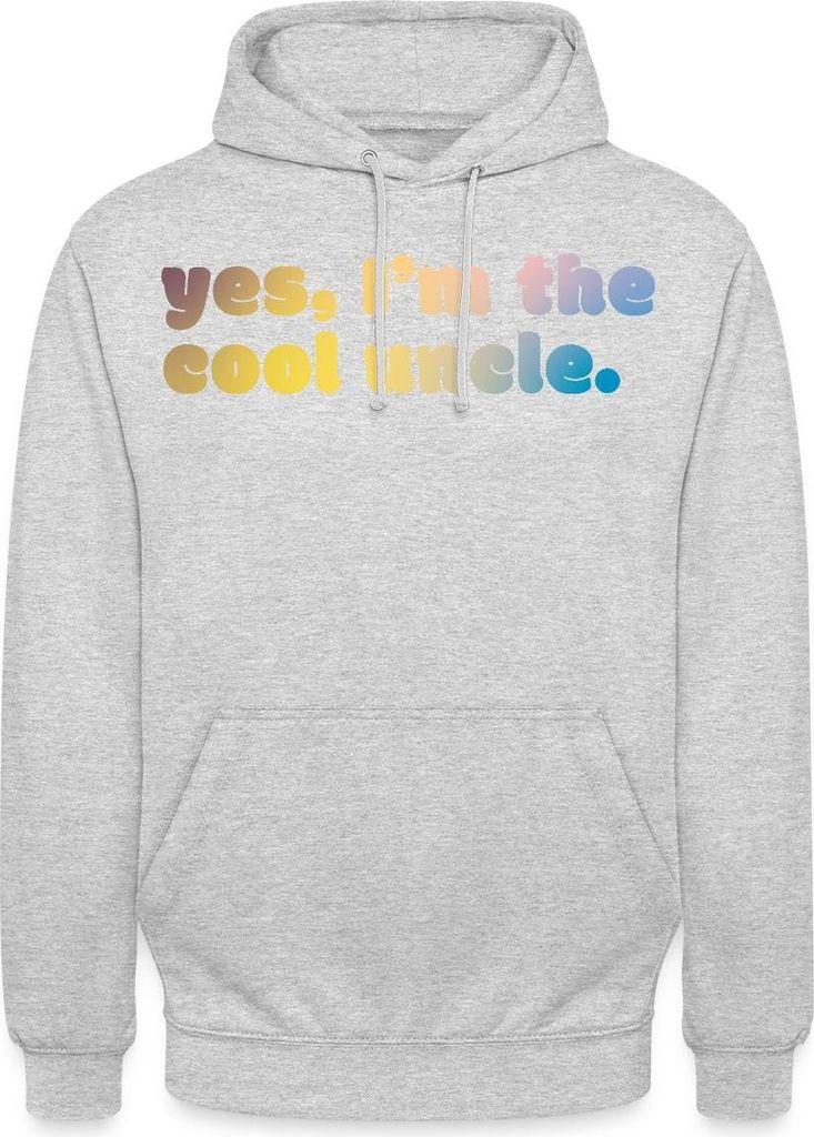 Spreadshirt Yes I’m The Cool Uncle Lustiges Onkel Motiv Uni Hoodie, L, Hellgrau meliert