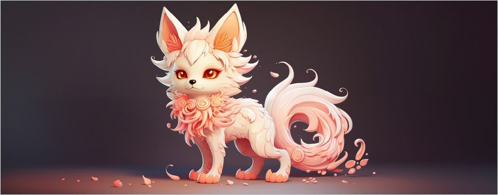 Wallario Poster - Rosafarbiger Kitsune, Kunstdruck Größe: 50 x 125 cm