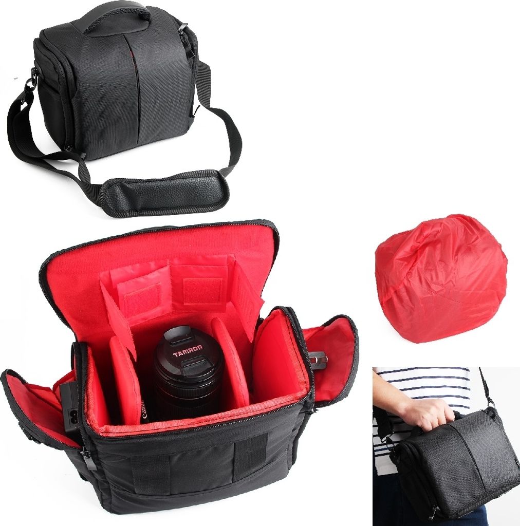 K-S-Trade Kompatibel mit Canon EOS 80D Kameratasche Fototasche Schultertasche Zubehör Tasche einteilbare Trennwänden für Systemkamera, DSLR DSLM