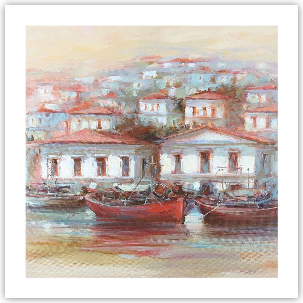Poster - Poster ohne Rahmen - Bild Segelboot Hafen - 50x50 cm - Wand Bild - Wanddeko - Wandbilder - Kunstposter - Wandposter - Bilder - Kunstdruck ...