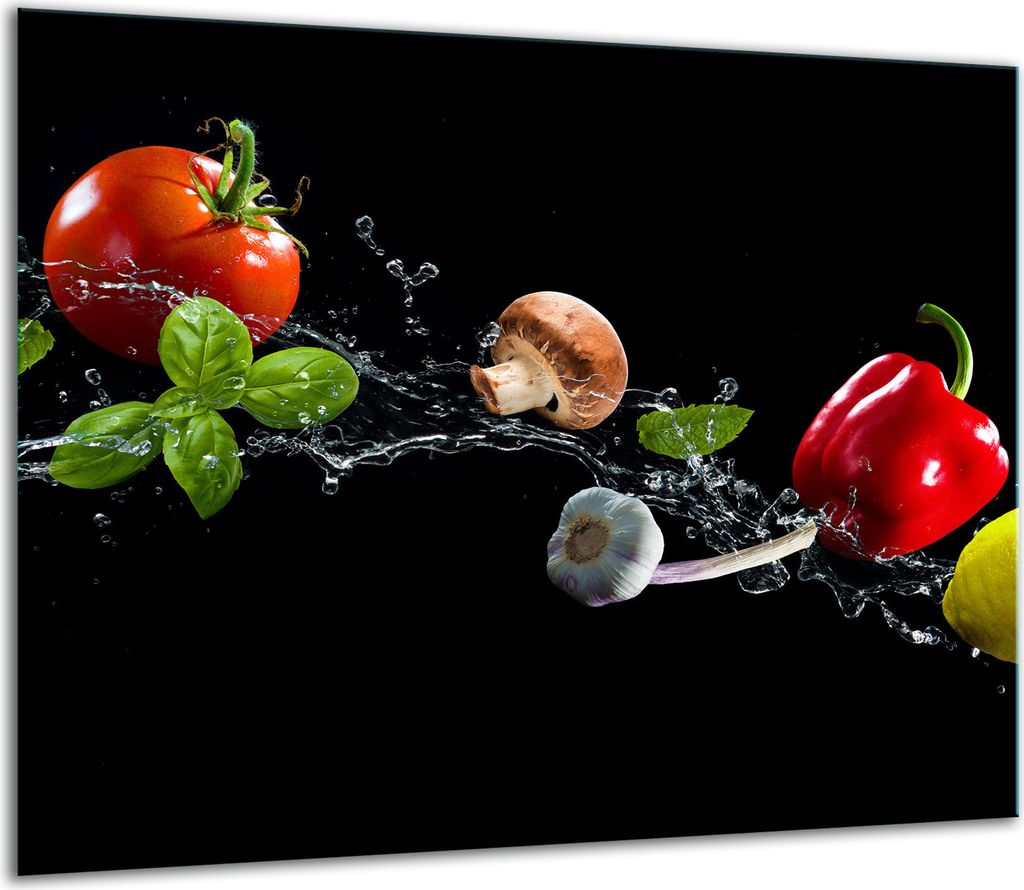 Herdabdeckplatten Glaskeramikkochfeld-Abdeckung Spritzschutz Glas 60x52cm Gemüse