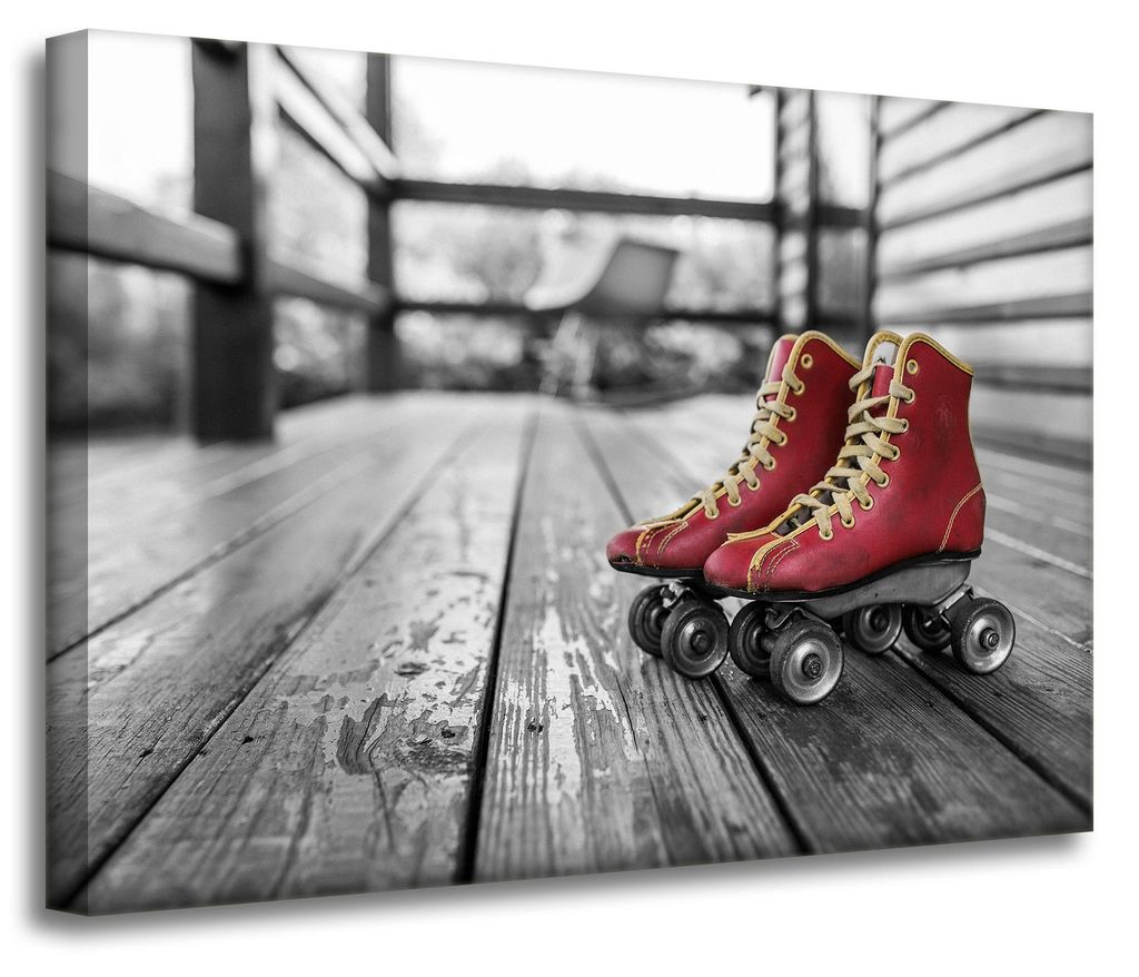 Leinwanddruck Vintage rote Rollschuhe 70x50 cm