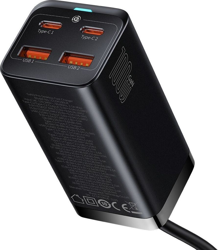 Baseus GaN3 Pro Wandladegerät 2xUSB-C + 2xUSB, 100W Produktbild 2