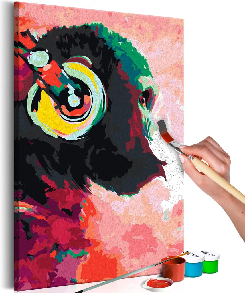 Malen nach Zahlen Affe 40x50 cm Malset mit Holzrahmen auf Leinwand für Erwachsene Kinder Gemälde Handgemalt Kit DIY n-A-0230-d-a