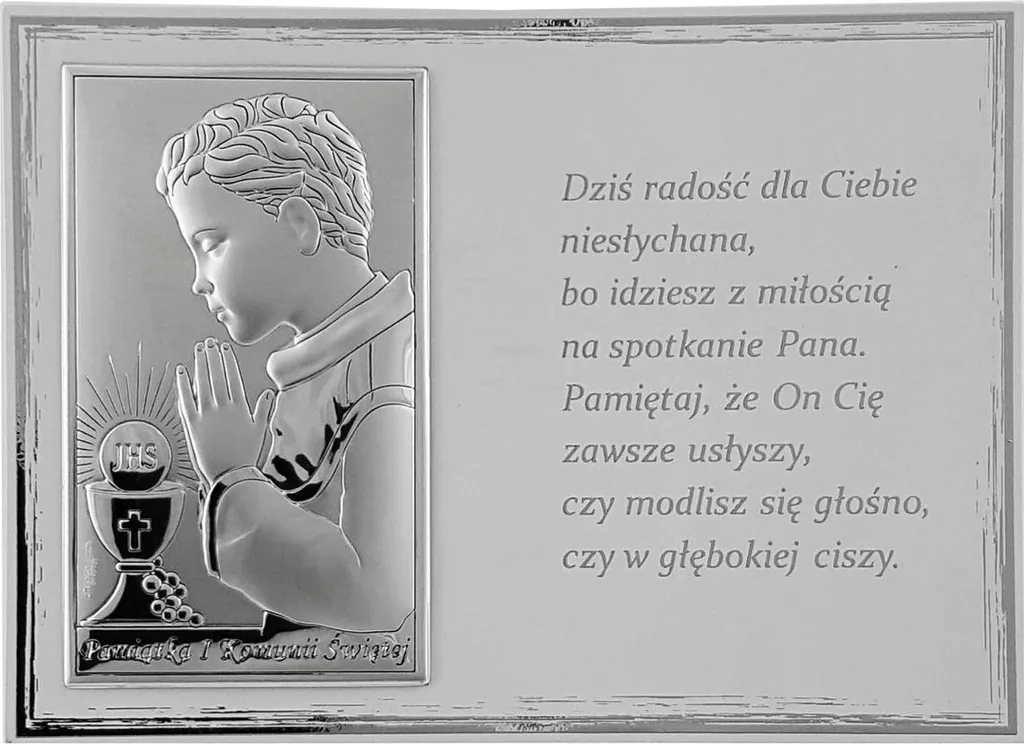 Photo souvenir première communion argentée garçon blanc 18x13 VL820/4BI/S